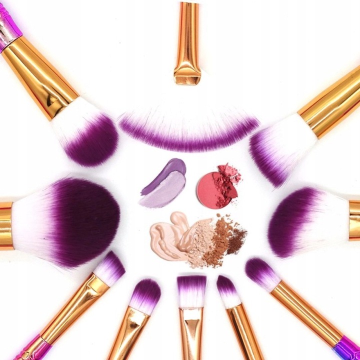 ZESTAW PĘDZLI DO MAKIJAŻU SYRENKA 10SZT KOLOR Marka Lewer